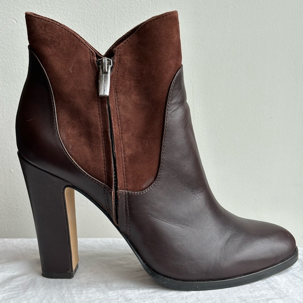 Vince Camuto brown leather and suede boots, size 8.5M / 38.5